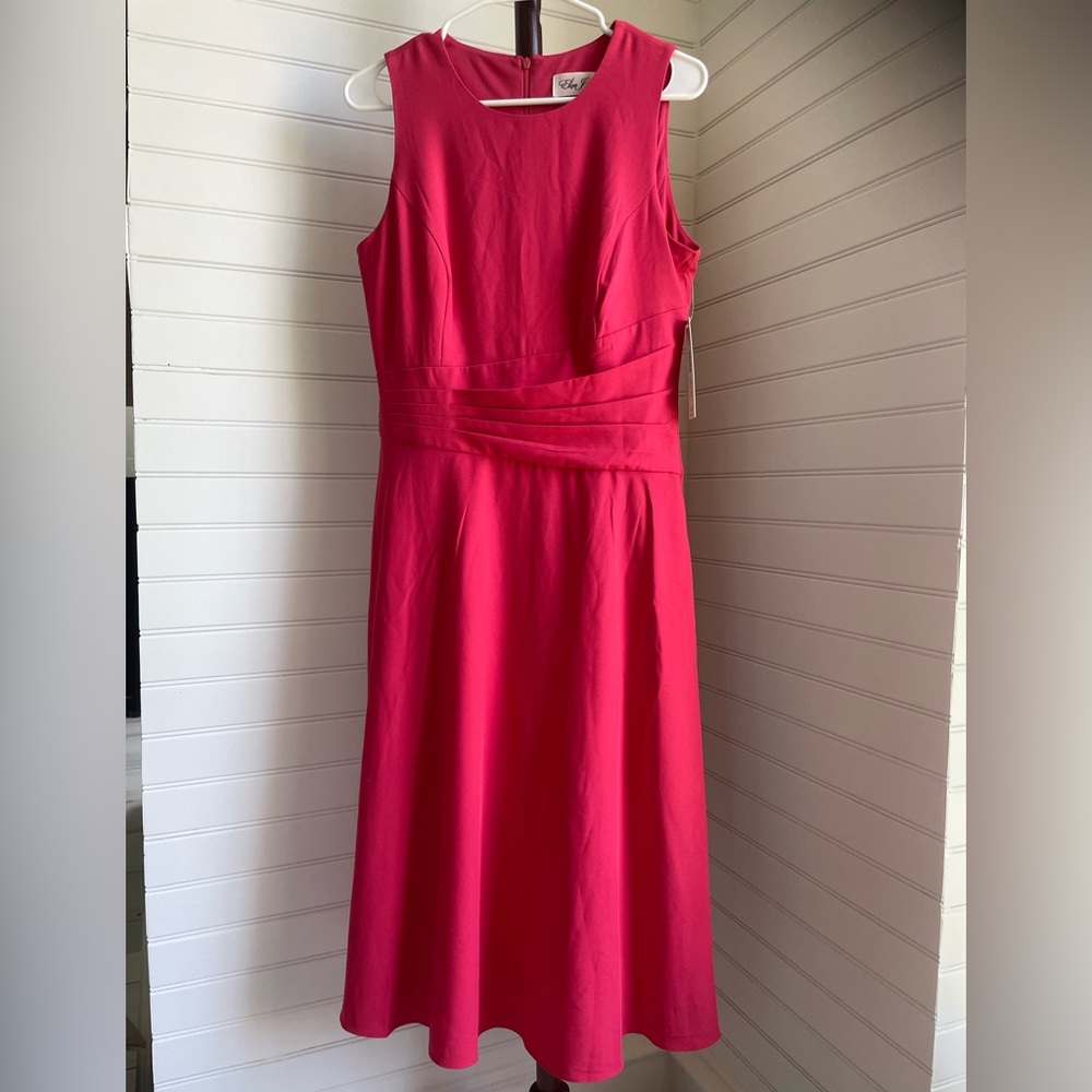 Eliza J Pink Ruched Wrap Halter Midi Dress